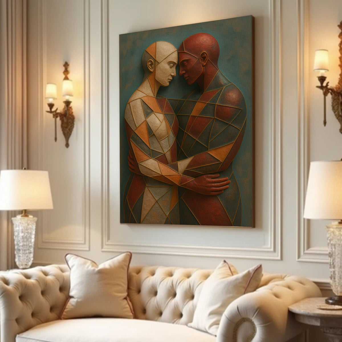Embrace of Geometry Abstract Canvas Wall Art III