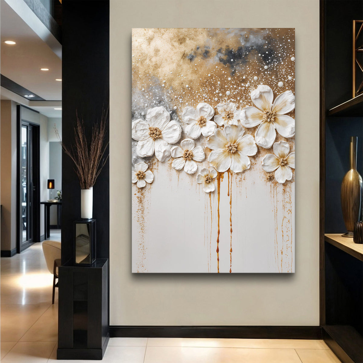 Gold Floral Canvas Wall Art