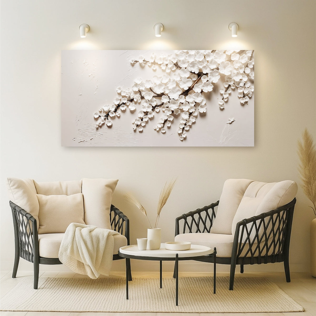 White Cherry Blossom Canvas Wall Art