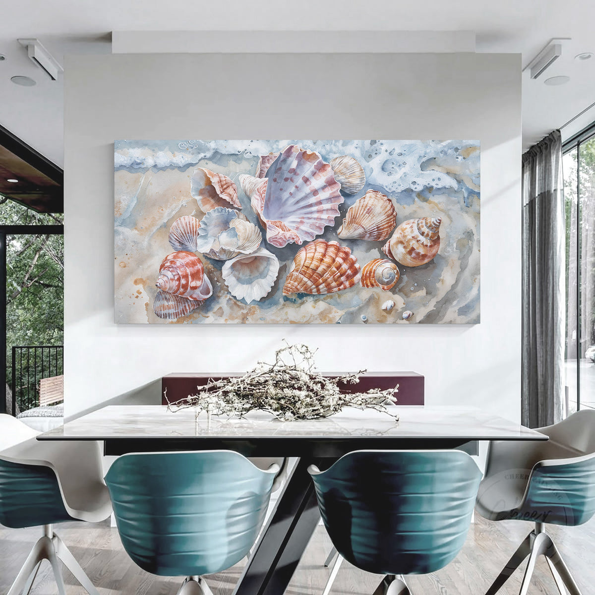 Sea Shells Modern Coastal Canvas Wall Art
