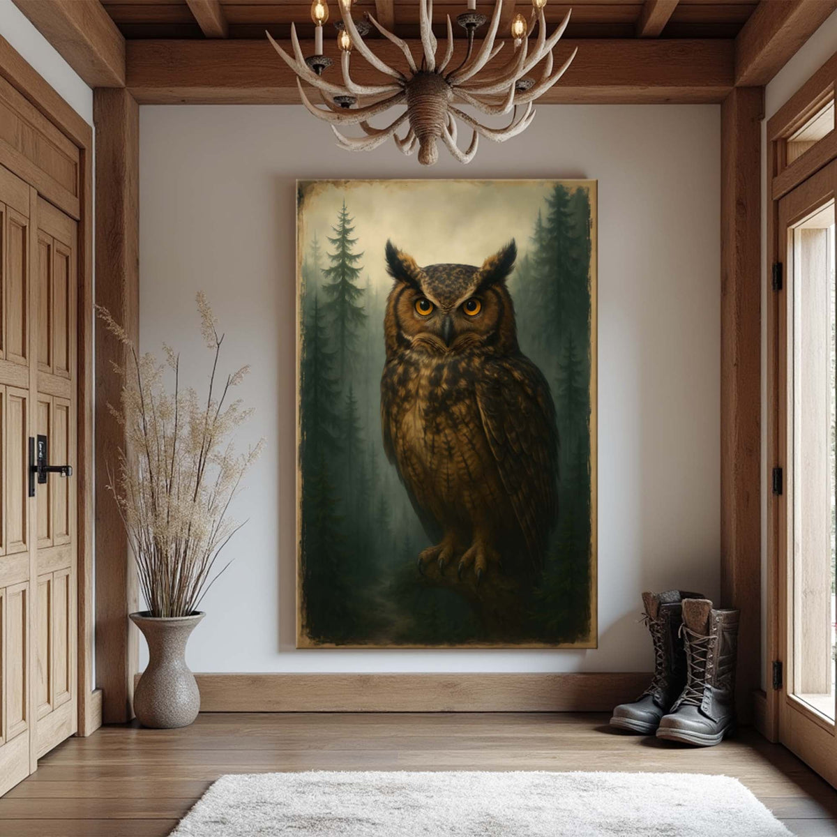 Watcher Of The Woods Owl Canvas Wall Art