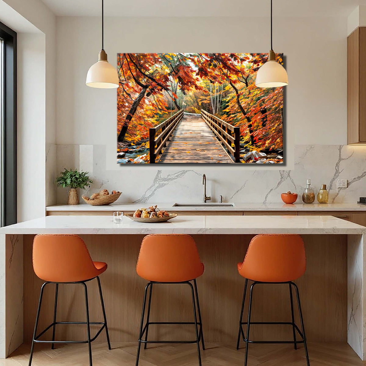 Crossing Autumn Canvas Wall Art