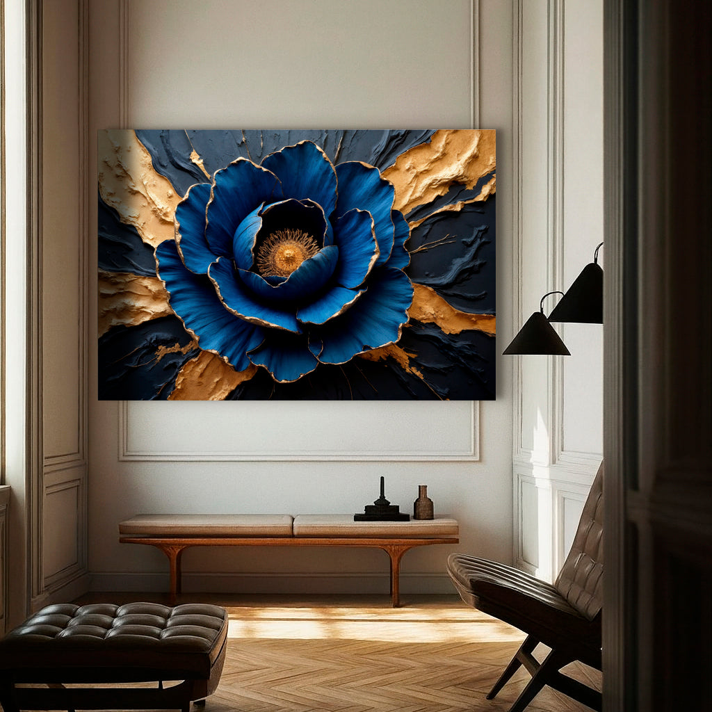 Sapphire Bloom Canvas Wall Art