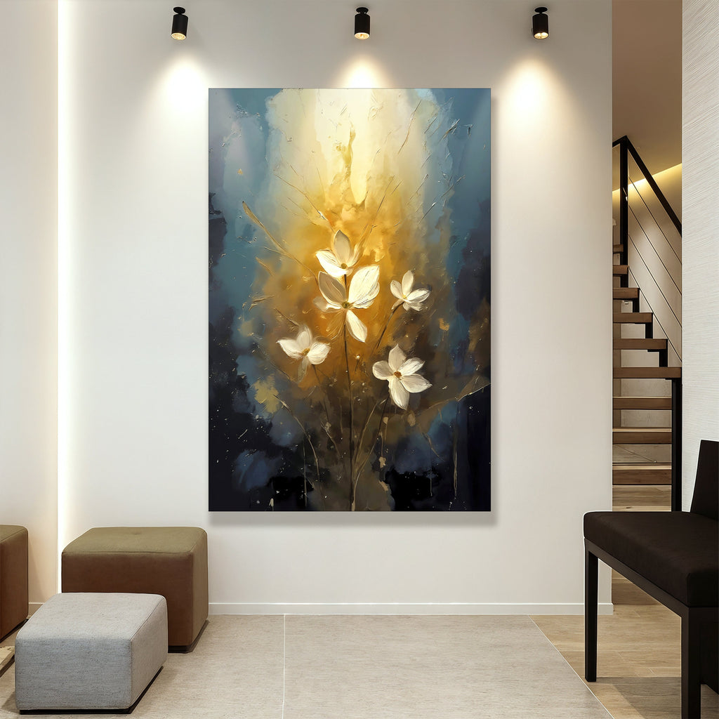 Golden Glow Elegant Flower Canvas Wall Art