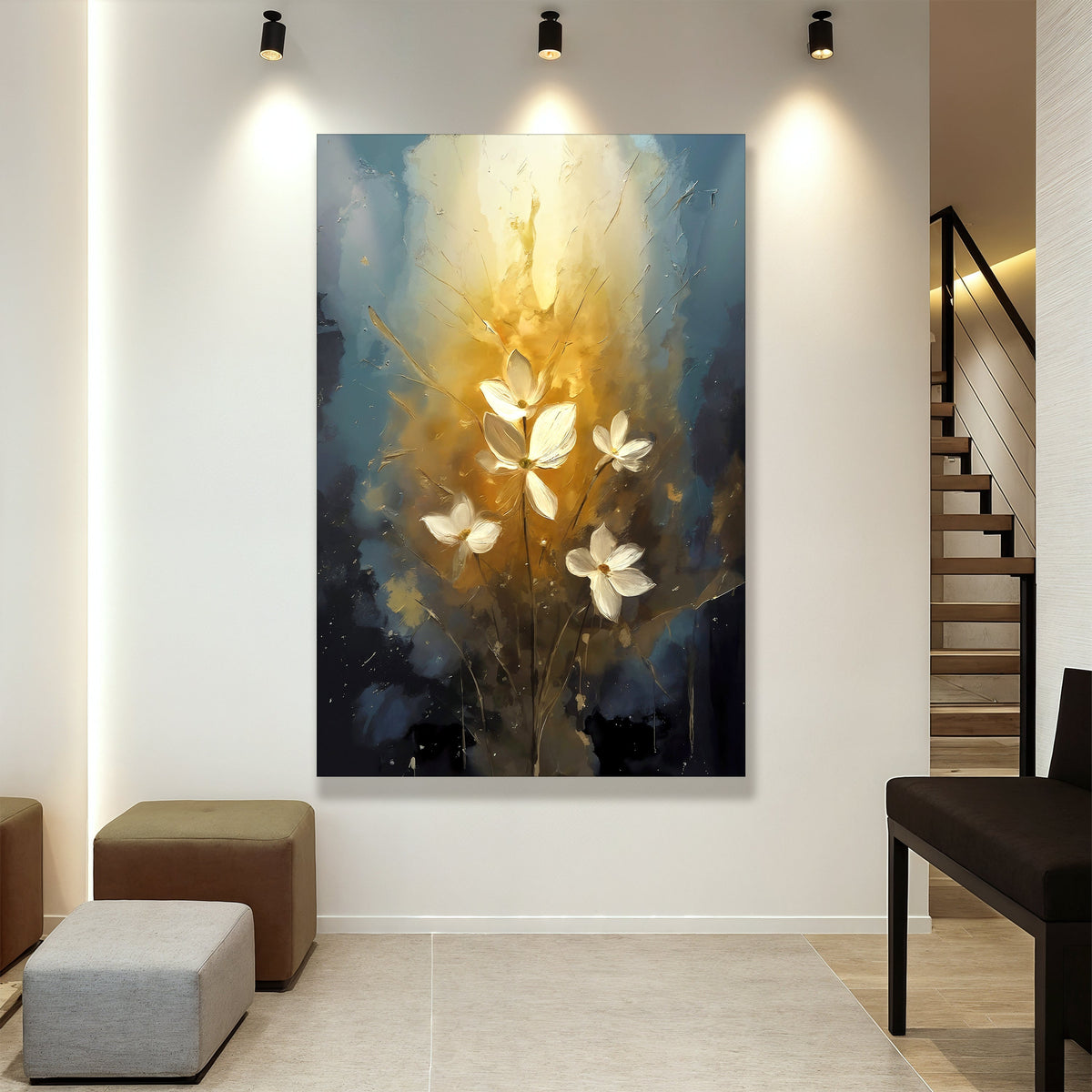 Golden Glow Elegant Flower Canvas Wall Art