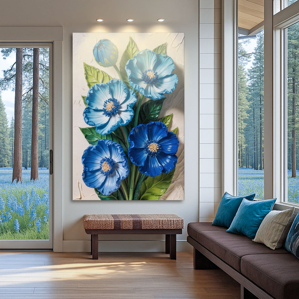 Blue Blossom Bouquet Canvas Wall Art