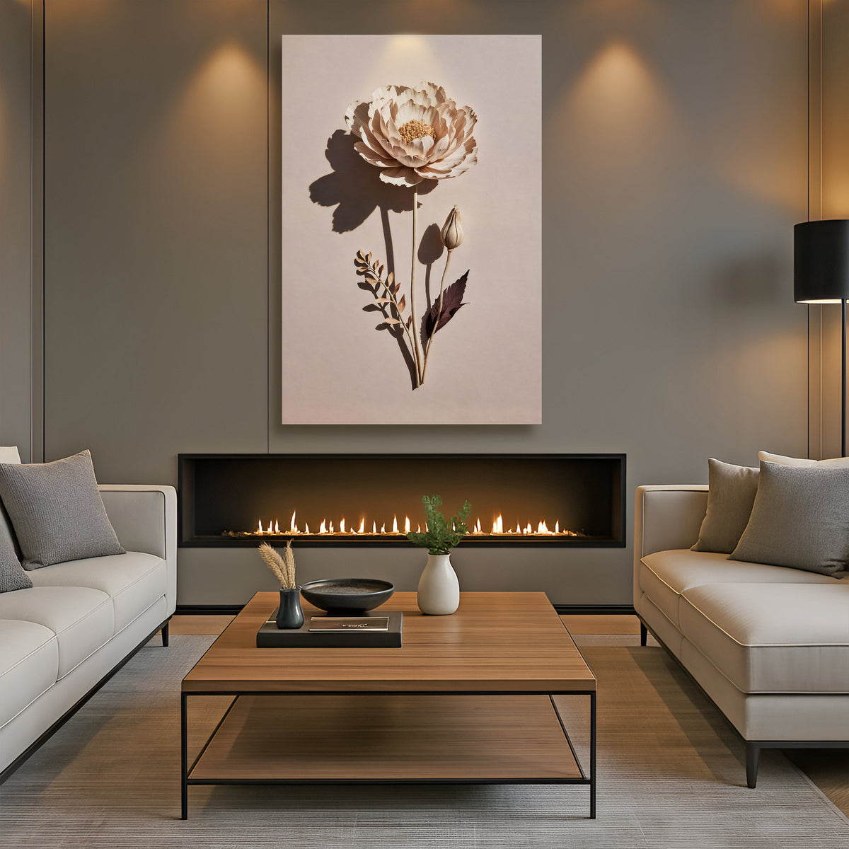 Minimalist Lone Flower Canvas Wall Art