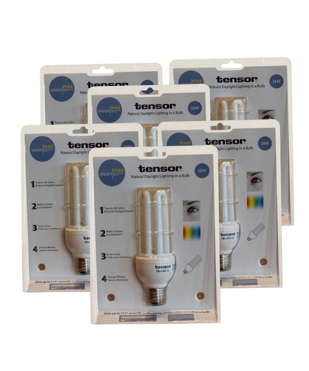 VisionMax 18W Full Spectrum CFL Replacement Light Bulbs, Standard E26 Base, 6-Pack