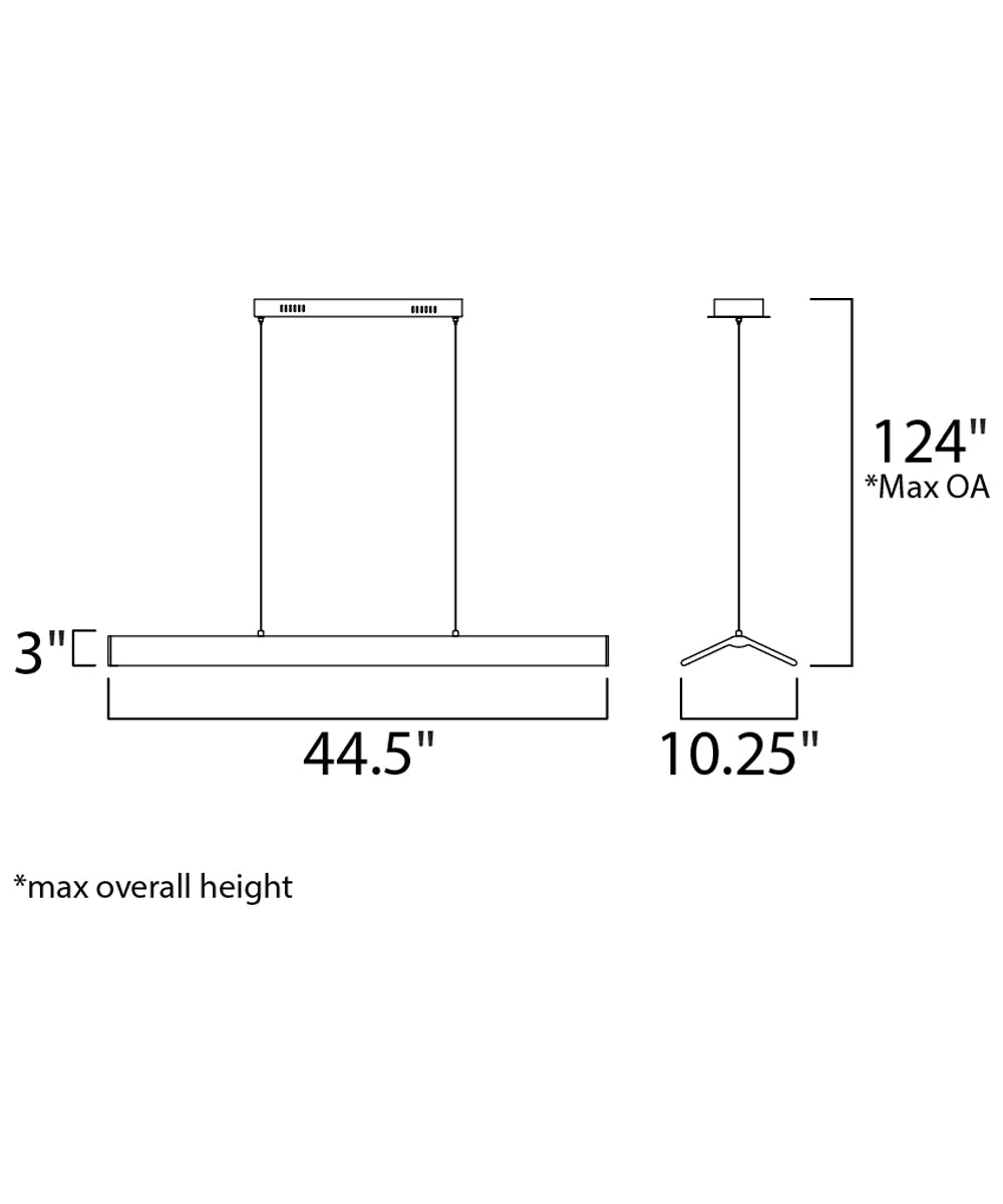 ET2 Glider 46"L 1-Light LED Island Light Black and Polished Chrome Finish