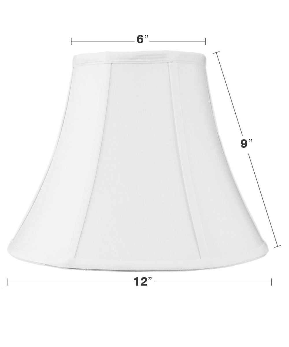 Home Concept Clip-On Fitter White Shantung Bell Lamp Shade - 6" Top x 12" Bottom x 9.5" Slant Height