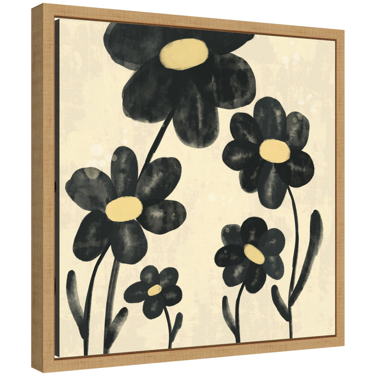 Sylvie Black Flowers Framed Canvas by Carrie Cantwell
