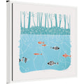 Sylvie Coastal Blue River Linocut Framed Canvas by Giuliana Lazzerini