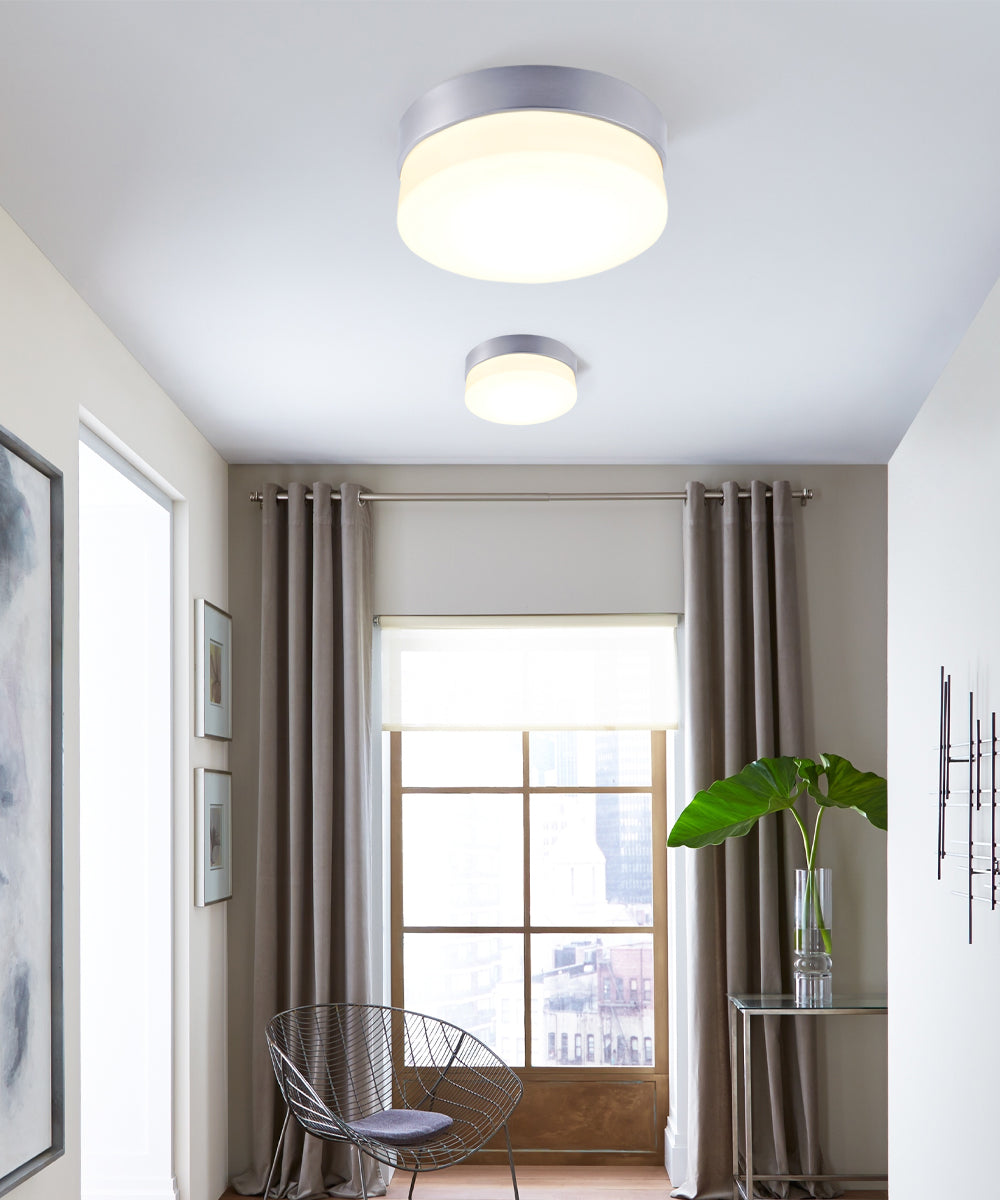 Maxim Flux 11"W 1-Light LED Flush Mount Light Fixture Satin Silver Finish