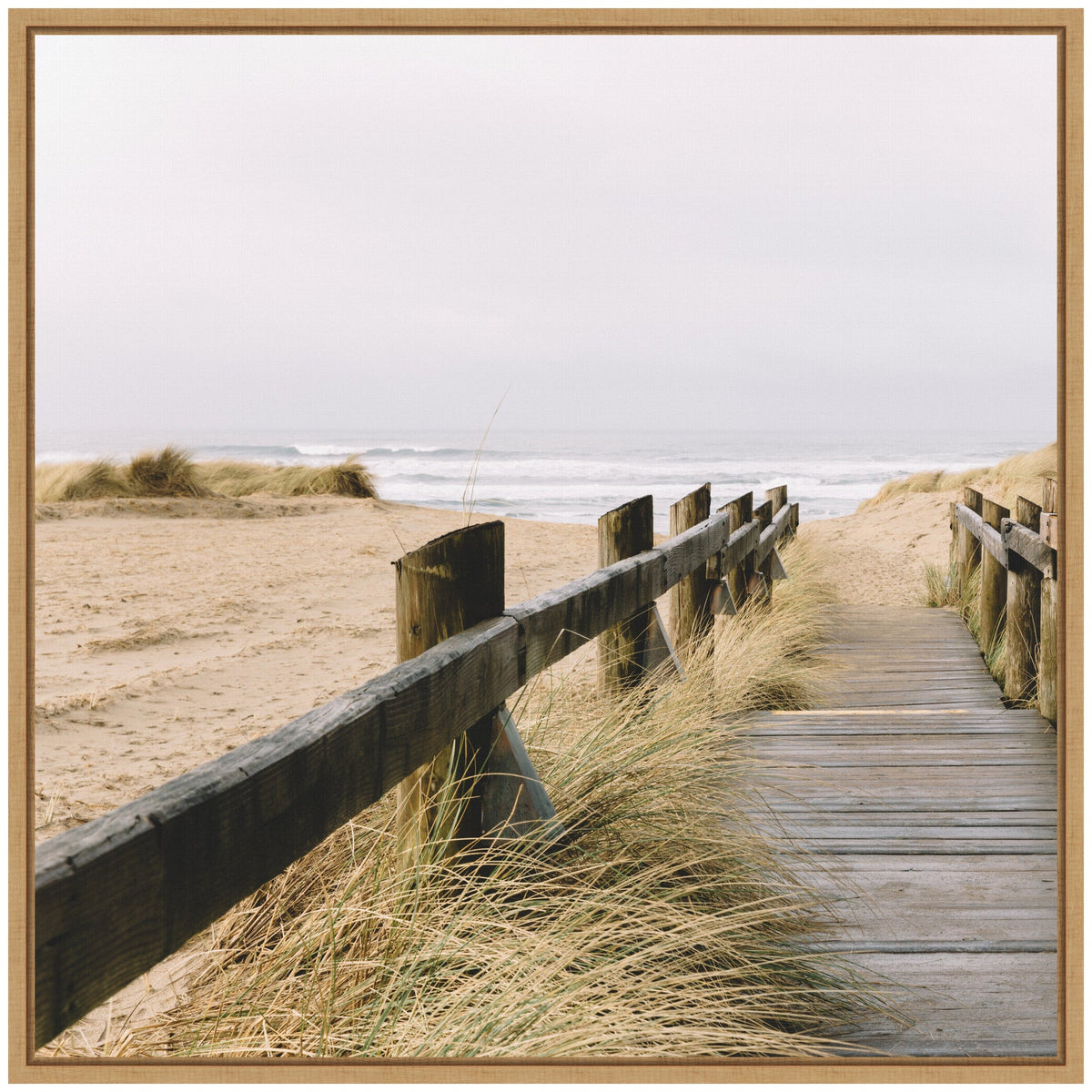 Sylvie Coastal Beach Grass Boardwalk to the Ocean Framed Canvas by Patricia Hasz