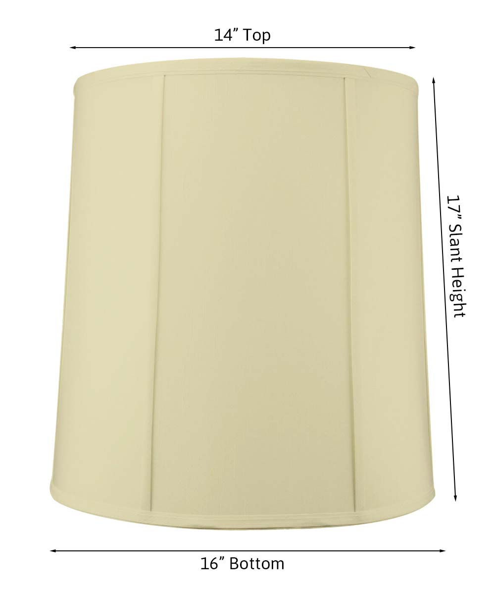 Home Concept Large Drum Lamp Shade Eggshell Shantung - 14" Top x 16" Bottom x 17" Slant Height, Spider Fitter