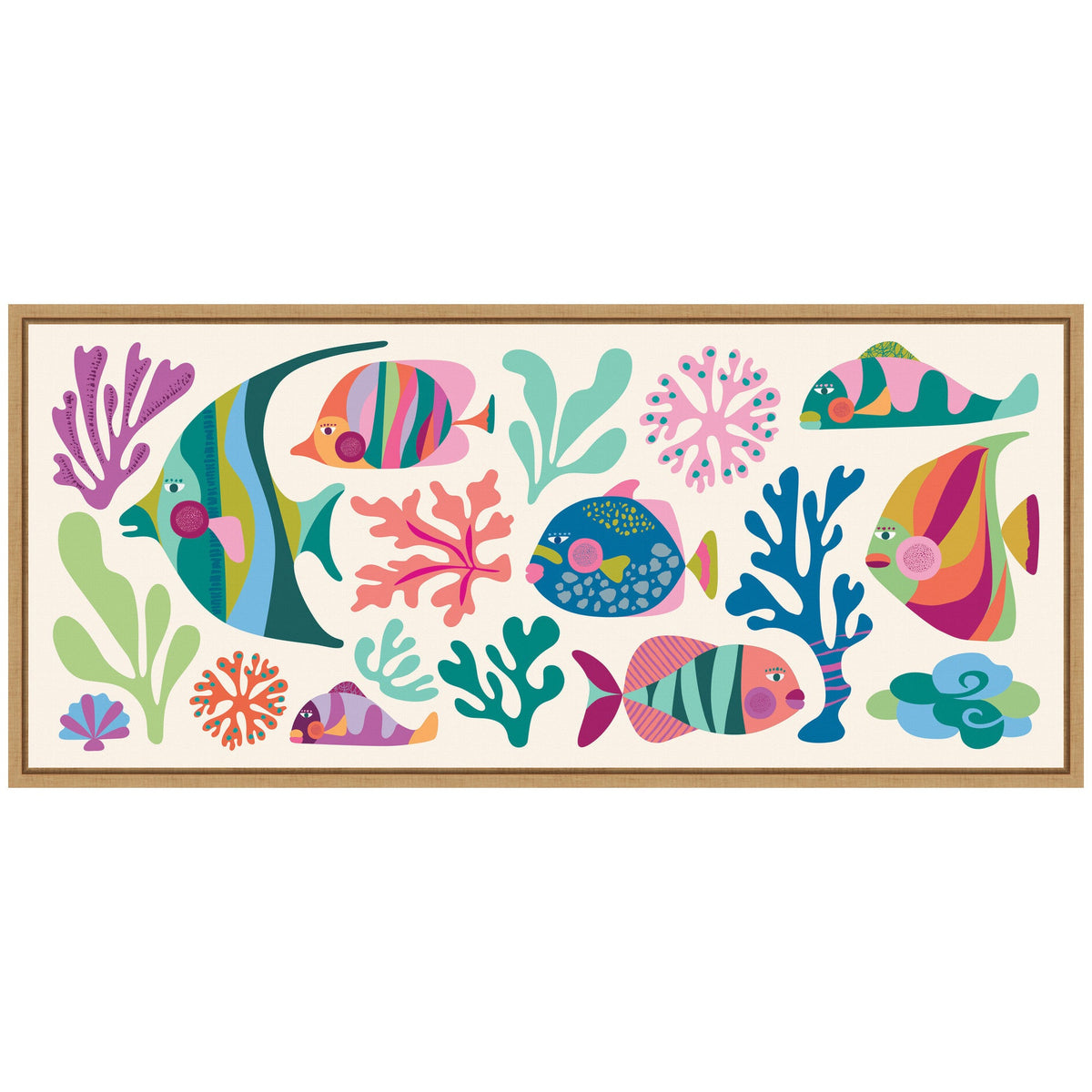 Sylvie Fun Colorful Tropical Fish Framed Canvas by Rachel Lee