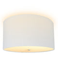 16"W Moderne Flush Mount Conversion Kit  White Linen Drum Lampshade