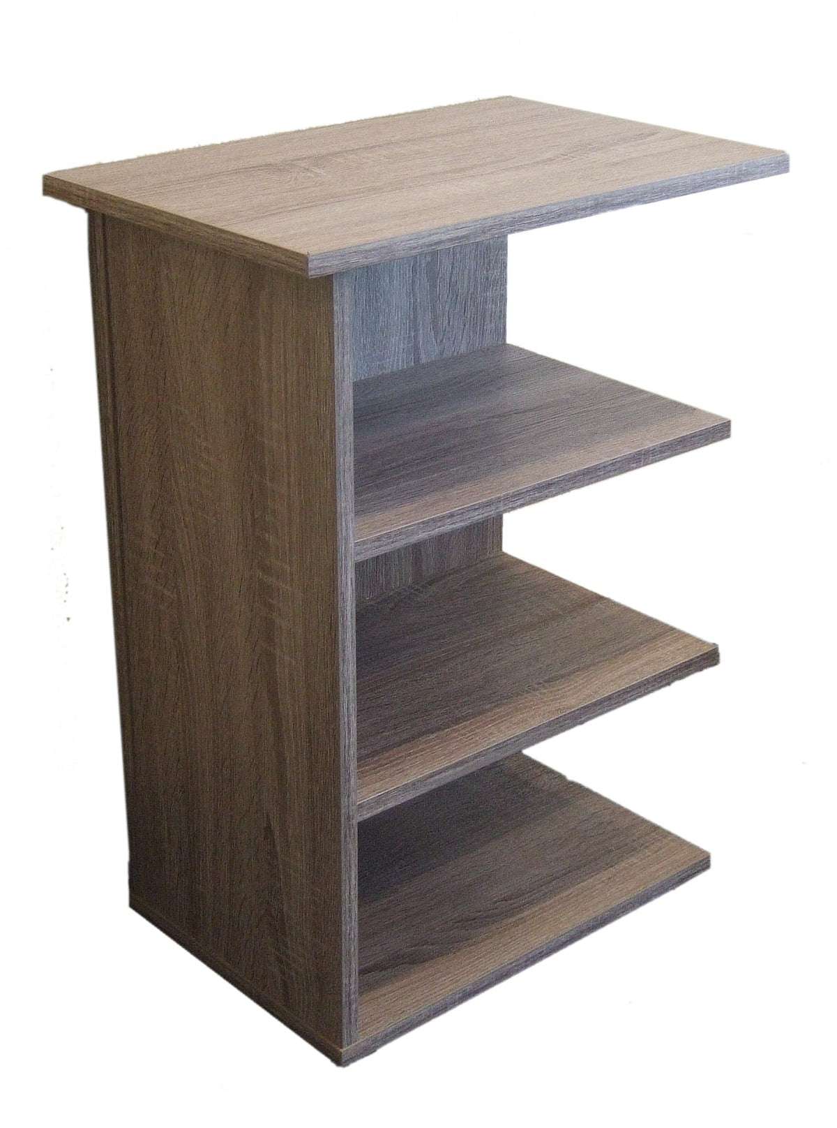 Rustic Gray Chairside End Table with Magazine Rack, 24"H