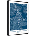 Sylvie Boston Map Regal Blue Framed Canvas by Jake Goossen