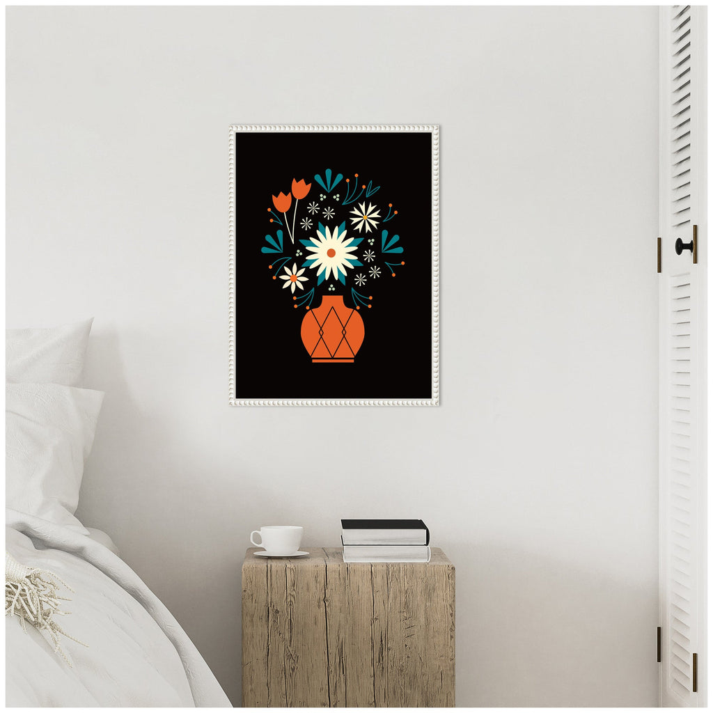 Sylvie Floral Red Vase Framed Canvas by Amber Leaders