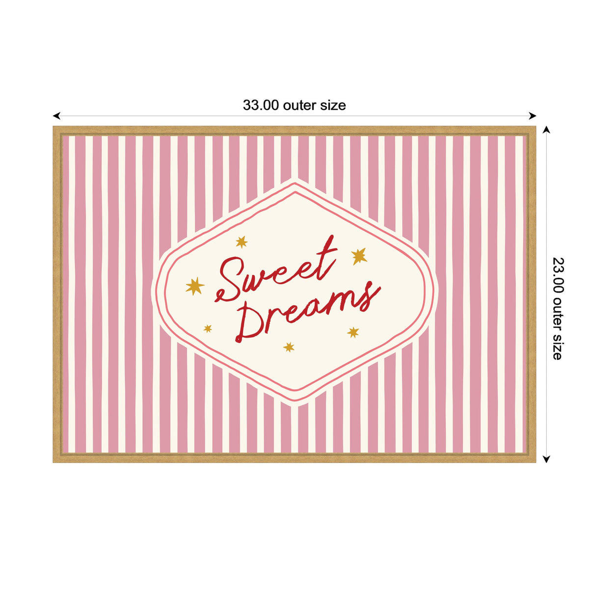 Sweet Dreams Retro Typography Pink and Red Stripe by Lucky Guava Framed Canvas Wall Art Print