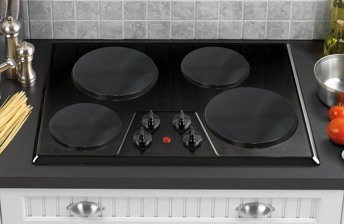 Reston Lloyd Calypso Basics 4-Piece Tin Burner Cover Set for Electric Stoves, Black