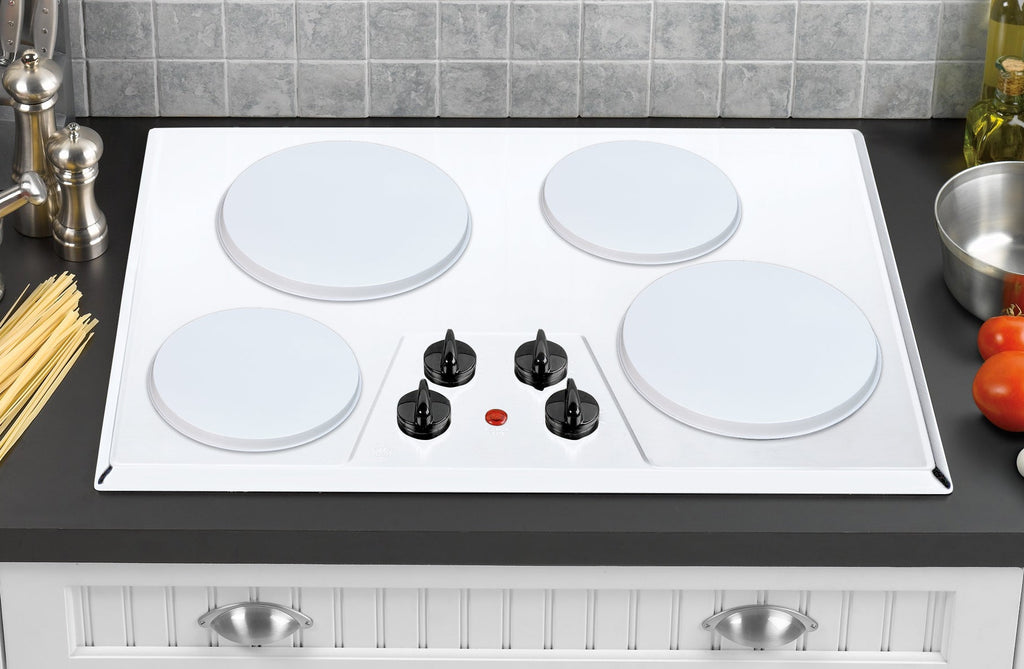4-Piece Tin Burner Cover Set for Electric Stoves, White