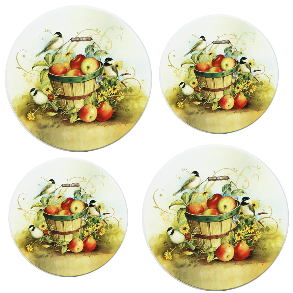 4-Piece Tin Burner Cover Set for Electric Stoves, Chickadees