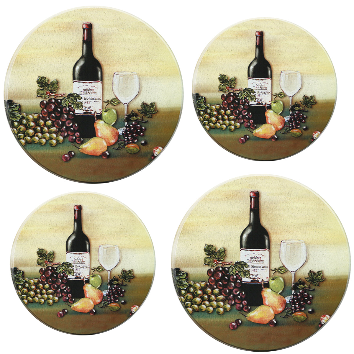 4-Piece Tin Burner Cover Set for Electric Stoves, Wine & Vine