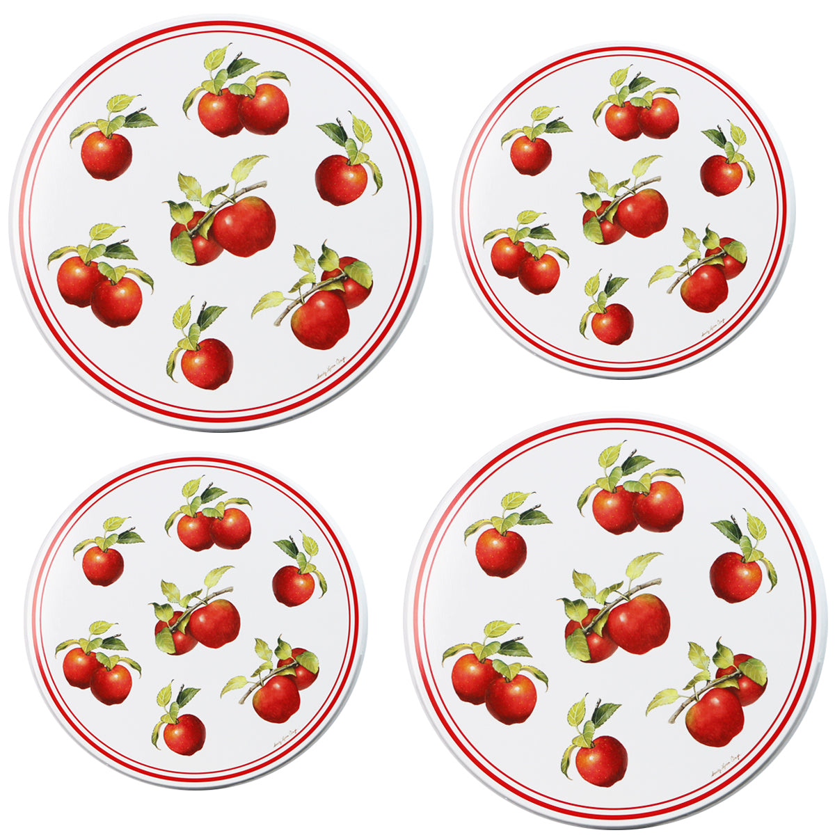 4-Piece Tin Burner Cover Set for Electric Stoves, Heirloom Apple