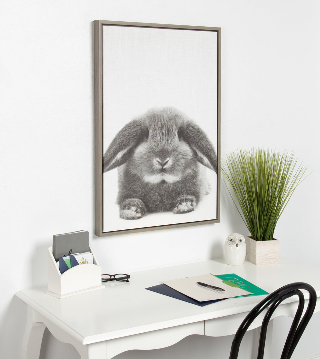 Sylvie Rabbit Framed Canvas by Simon Te of Tai Prints