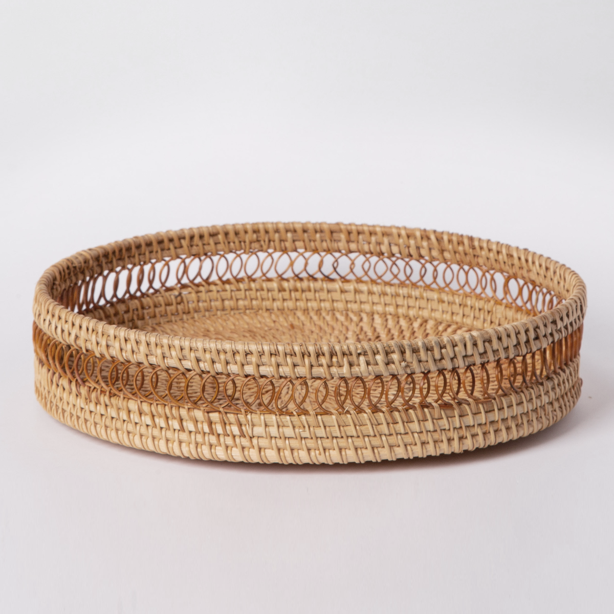 Round Handwoven Rattan Tray