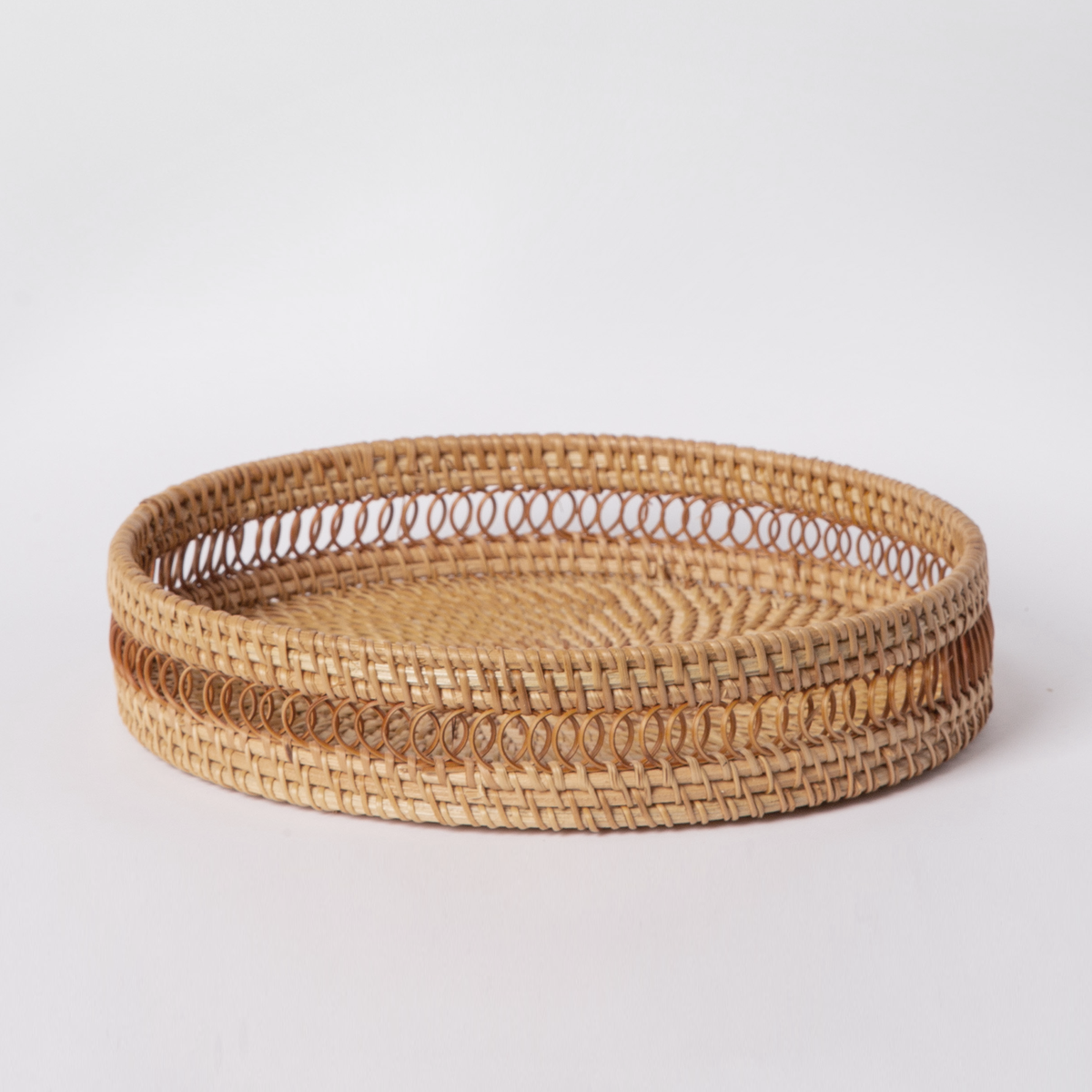Round Handwoven Rattan Tray