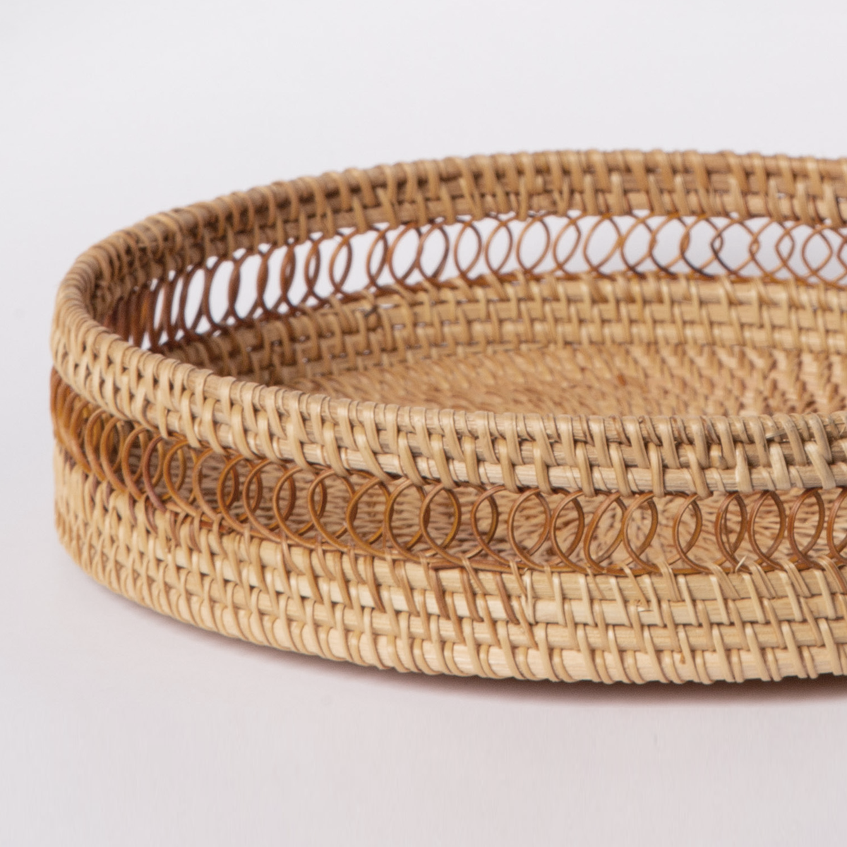 Round Handwoven Rattan Tray
