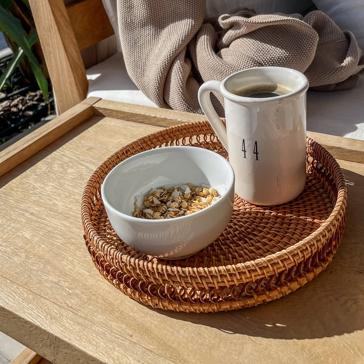 Round Handwoven Rattan Tray