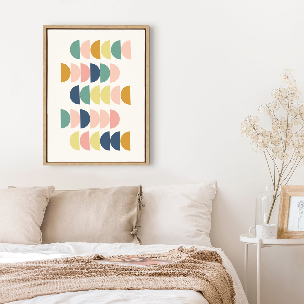Sylvie Simple Shapes in Soft Colors Framed Canvas by Apricot and Birch