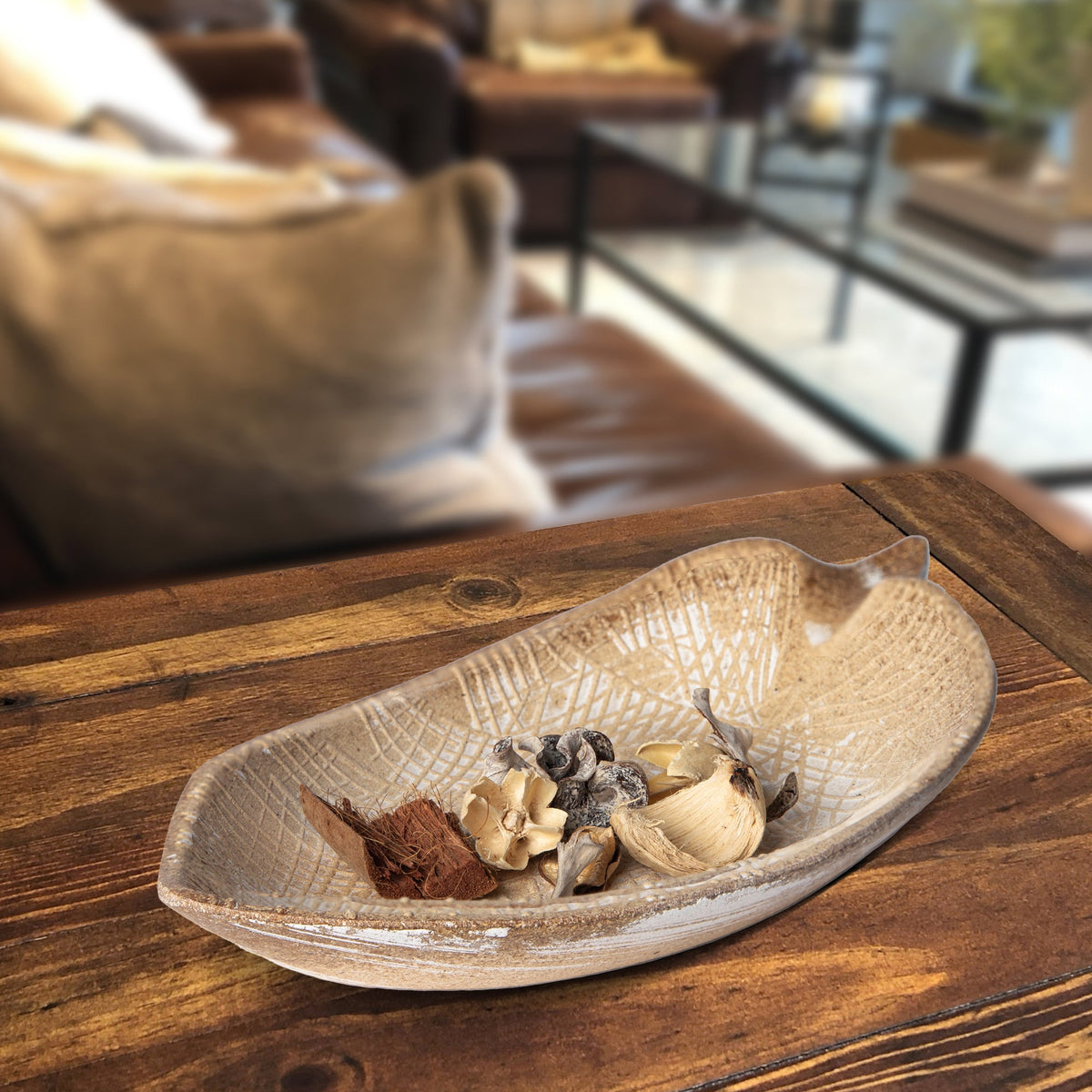 Leaf-Shaped MDF Decorative Tray