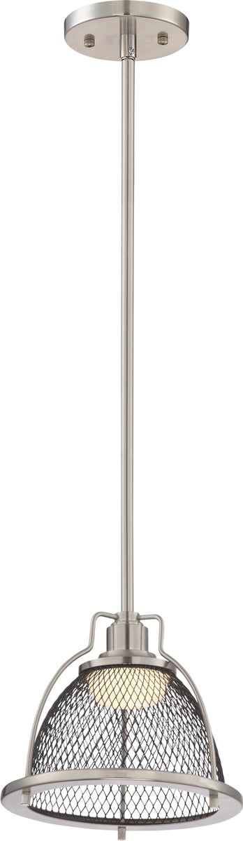 Nuvo Lighting Tex 1-Light Pendant Light, Brushed Nickel with Black Mesh Shade, 8"W