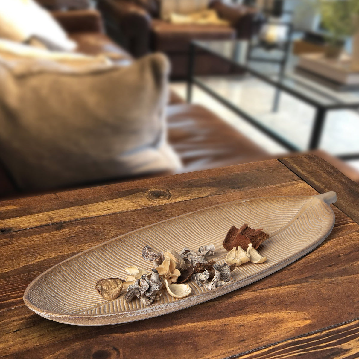 Leaf Design MDF Decorative Tray