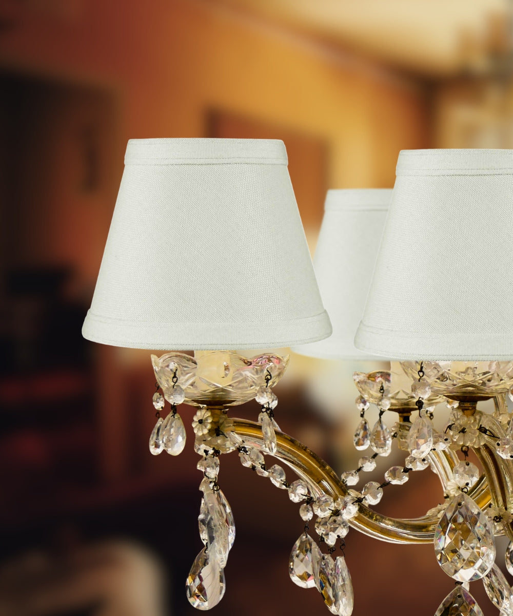 Home Concept Set of 6 Clip-on Candelabra Lamp Shade Light Oatmeal Fabric - 5"W x 4" Slant Height