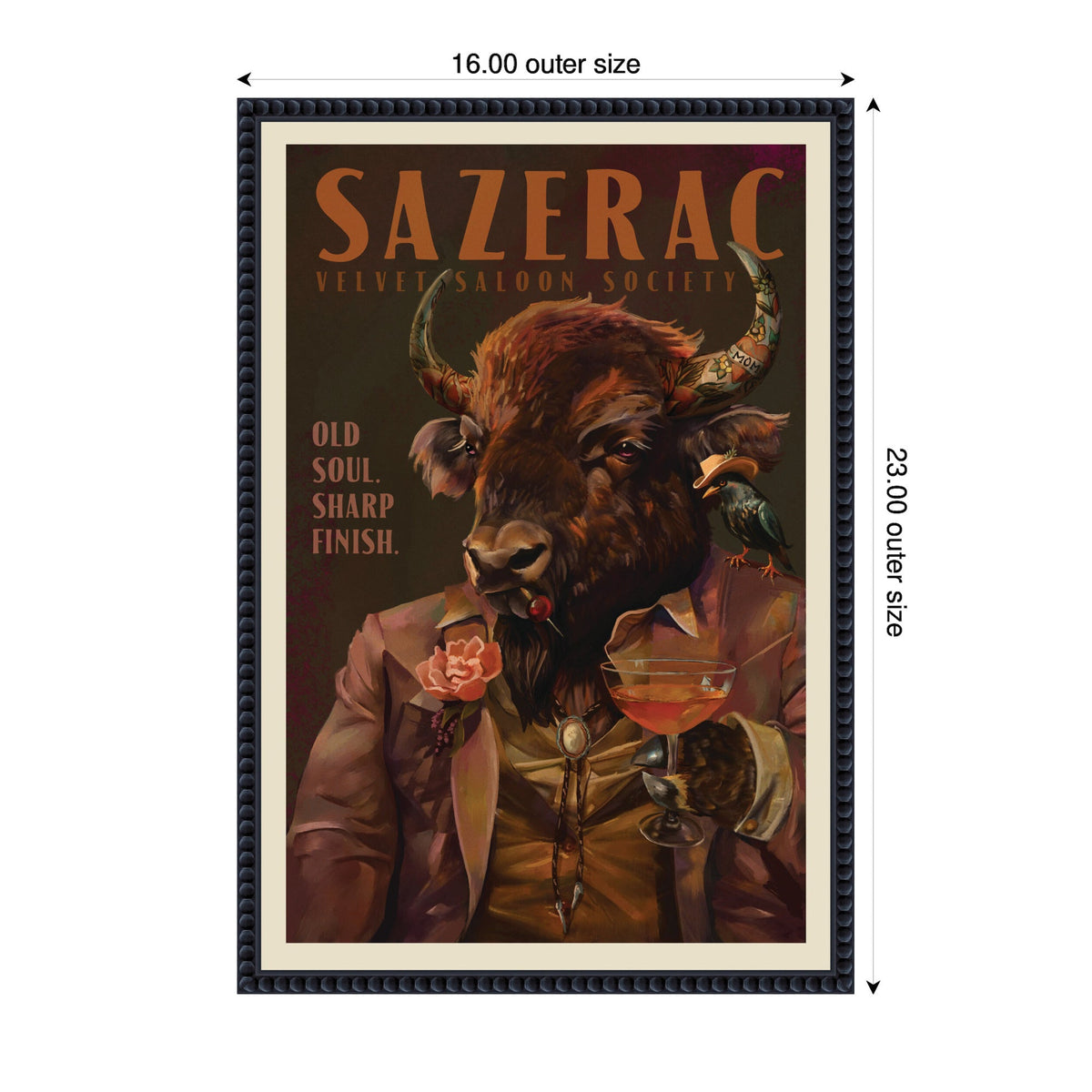 WG Sazerac Bison Buffalo by The Whiskey Ginger Framed Canvas Wall Art Print
