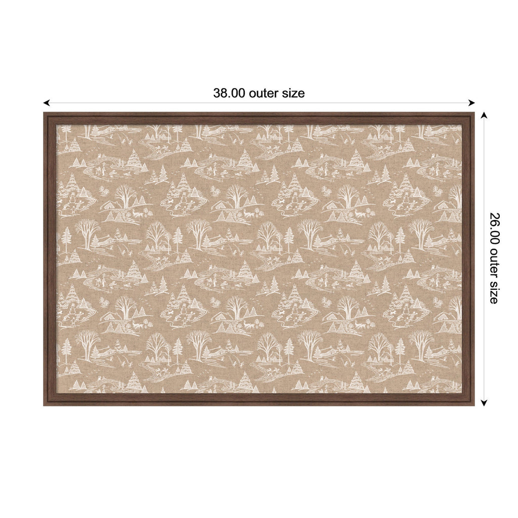 Framed Fabric Magnetic Board Wonderland White Toile Wall Organization