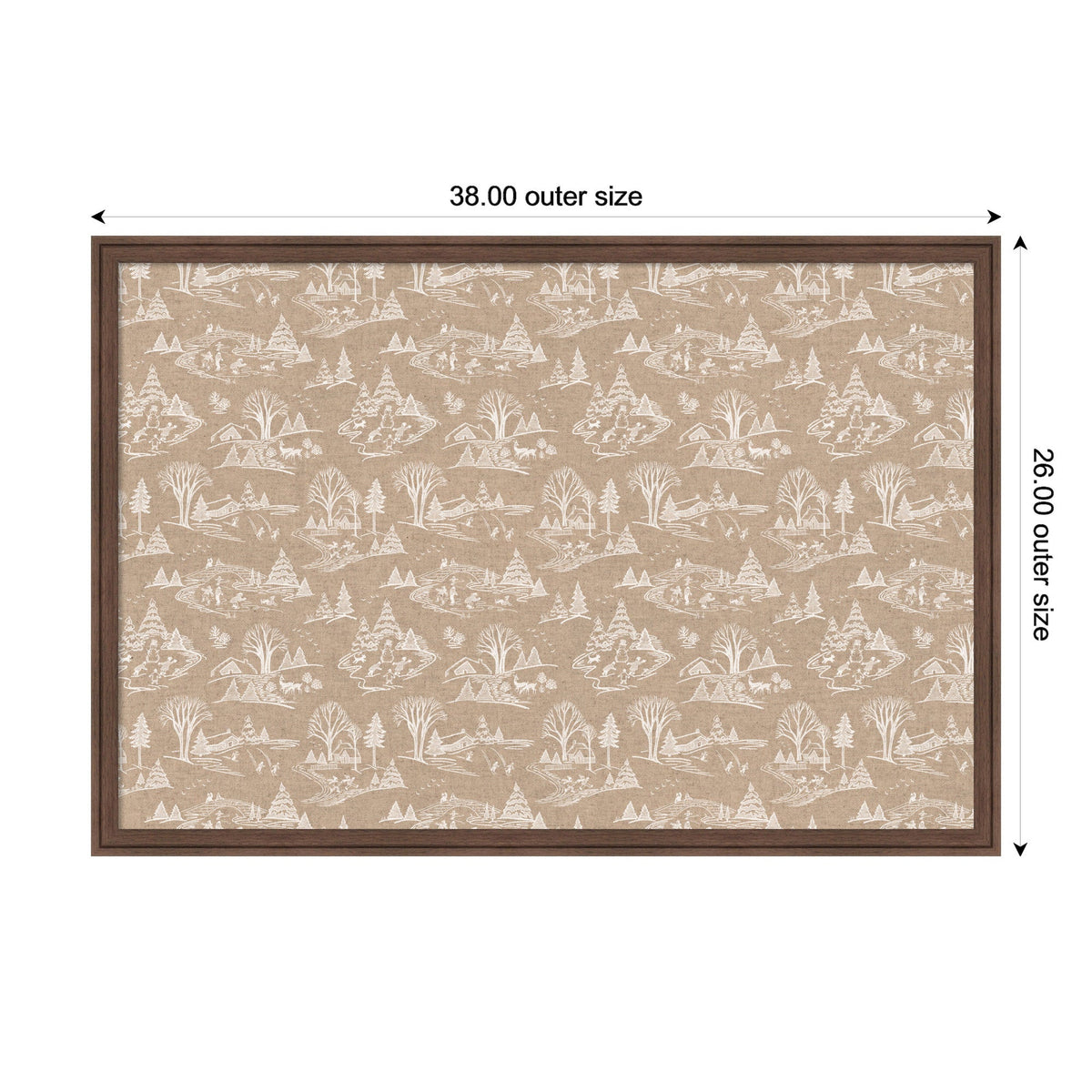 Framed Fabric Magnetic Board Wonderland White Toile Wall Organization