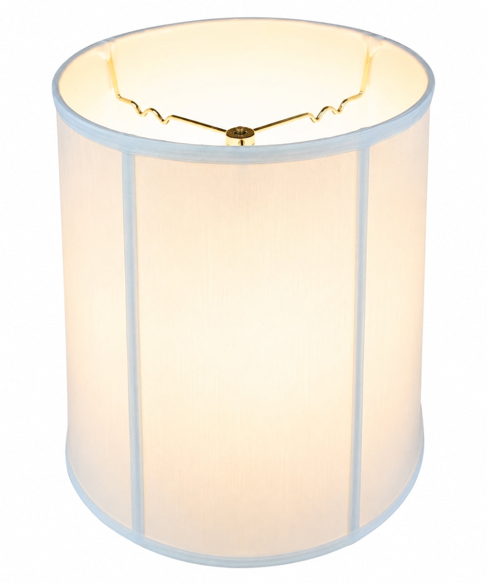 Home Concept White Shantung Fabric Drum Lamp Shade - 12" Top x 14" Bottom x 15" Slant Height