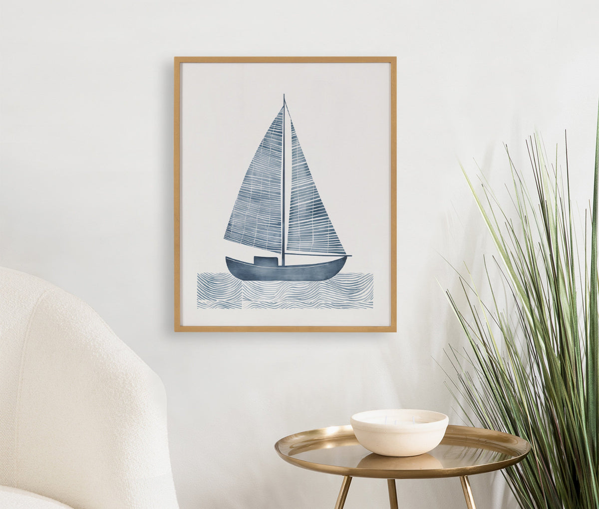 Gallery Nautical Blue Sailboat Print by The Creative Bunch Studio