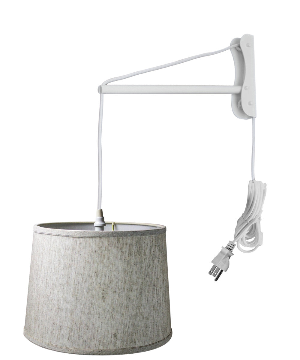 Home Concept MAST Plug-In Wall-Mount Pendant Light 1-Light White Cord/Arm Textured Oatmeal Shade - 14"W
