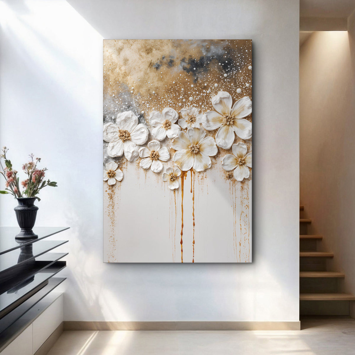 Gold Floral Canvas Wall Art