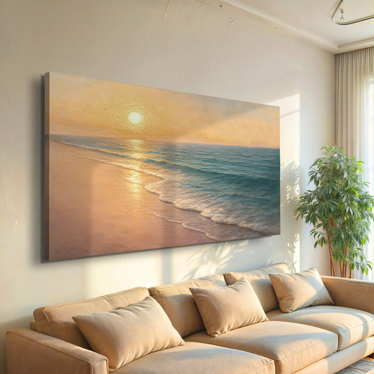 Beach Shoreline Coastal Canvas Wall Art IV