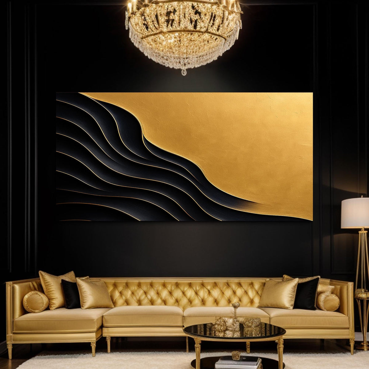 Black And Gold Minimalist Abstract Canvas Wall Art XI