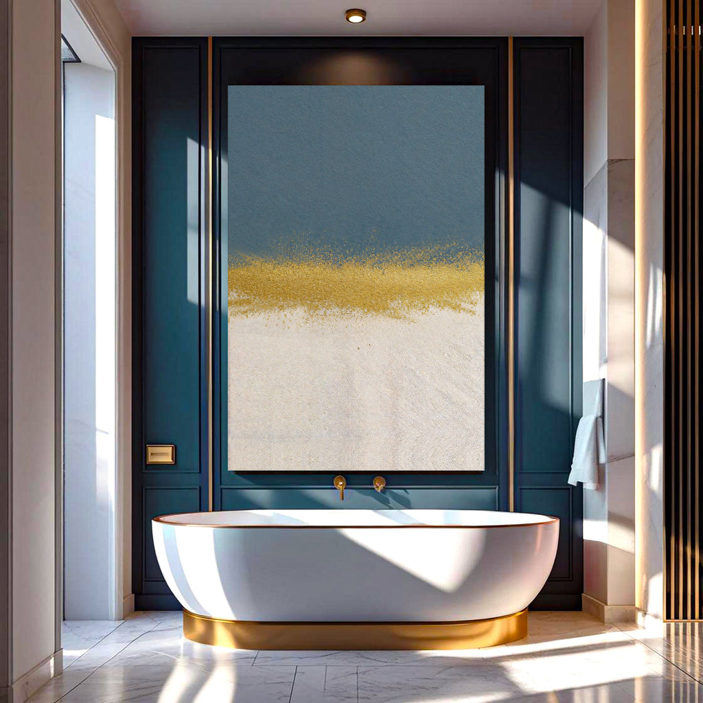 Minimalist Blue and Gold Canvas Wall Art
